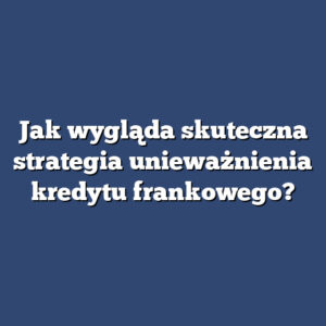 Jak wygląda skuteczna strategia unieważnienia kredytu frankowego?